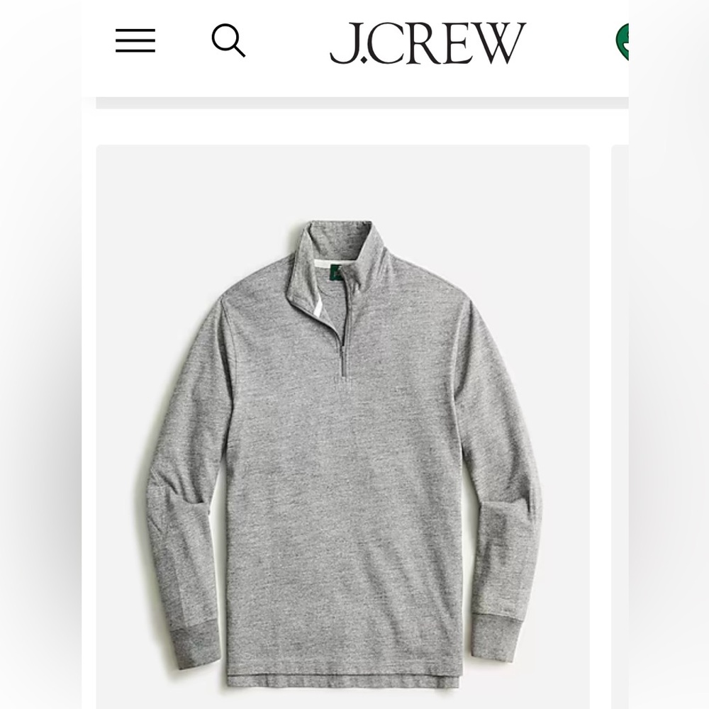 NWT J.Crew Men's Marble Gray Half Zip-Up Rugby Sweater XS